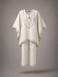 Kaftan Co-ord Set- Relaxed Fit, Khadi, Beige