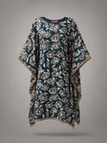 Long Kaftan Set- Relaxed Fit, Floral Print, Black